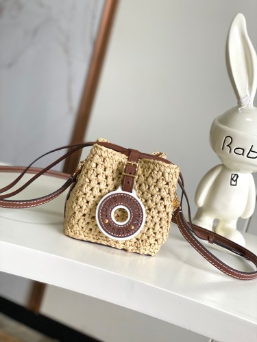 Louis Vuitton Noe Purse Straw Drawstring Bucket Bag Crossbody Bag Size: 11.5x12x11.5CM