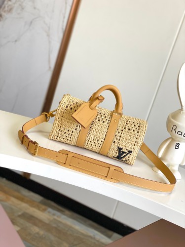 Louis Vuitton Keepall Bandouliere 25 letter Lafite Grass Splice Monkey Handbag Shoulder Bag Size: 25 × 15 × 11CM
