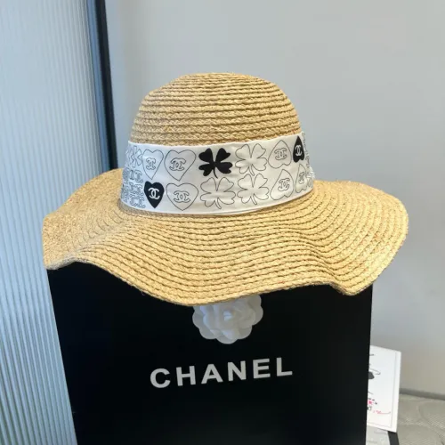 Chanel New Fashion Silk Ribbon Lafite Grass Sunshade Hat 57CM
