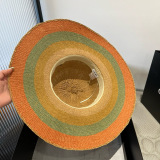 Loewe New Fashion Large Brimmed Straw Hat Foldable Sunshade Beach Hat 57CM