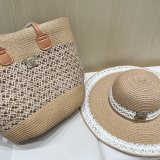 Gucci New Retro Forest Straw Hat Tote Bag Set Vegetable Basket Bag