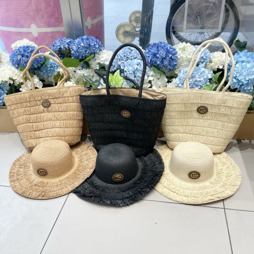 Gucci New Rural Style Su Hat Tote Bag Set Vegetable Basket Bag