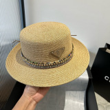 Prada New Fashion Flat Top Hat Straw Hat 57CM