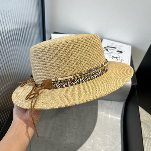 Prada New Fashion Flat Top Hat Straw Hat 57CM