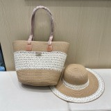 Gucci New Retro Forest Straw Hat Tote Bag Set Vegetable Basket Bag
