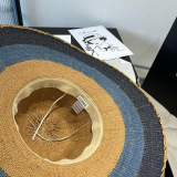 Loewe New Fashion Large Brimmed Straw Hat Foldable Sunshade Beach Hat 57CM