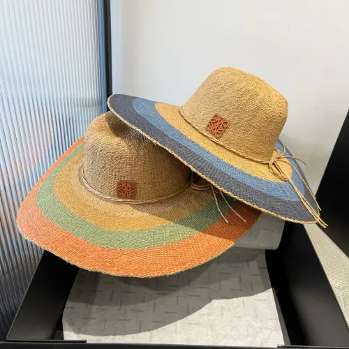 Loewe New Fashion Large Brimmed Straw Hat Foldable Sunshade Beach Hat 57CM
