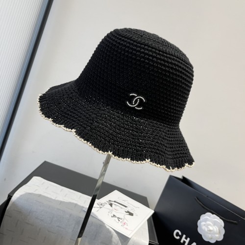 Chanel New Fashion Knitted Hook Fishing Hat Wave Edge Top Hat 57CM