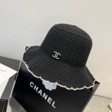 Chanel New Fashion Knitted Hook Fishing Hat Wave Edge Top Hat 57CM