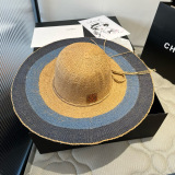 Loewe New Fashion Large Brimmed Straw Hat Foldable Sunshade Beach Hat 57CM
