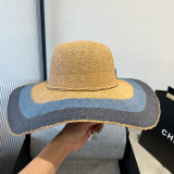Loewe New Fashion Large Brimmed Straw Hat Foldable Sunshade Beach Hat 57CM