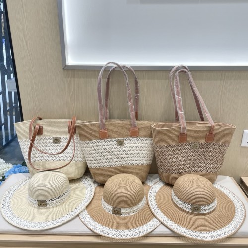Gucci New Retro Forest Straw Hat Tote Bag Set Vegetable Basket Bag
