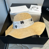 Chanel New Fashion Silk Ribbon Lafite Grass Sunshade Hat 57CM