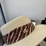 Dior New Fashion Flat Top Hat Straw Hat 57CM