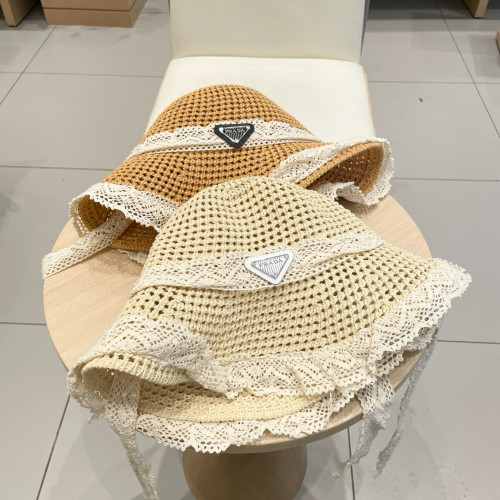 Prada New Elegant Sunscreen Hat Fashionable Breathable Straw Hat