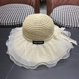 Louis Vuitton New Lace Big Brimmed Hat Beach Sunscreen Straw Hat