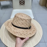 Chanel Fashion Knitted Lafite Straw Hat Summer Sunscreen Hat Unisex Flat Top Hat