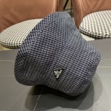 Prada New Fashion Grid Large Brimmed Fisherman's Hat Foldable Sunshade Hat
