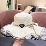 Prada New Big Brimmed Hat Beach Sunscreen Straw Hat