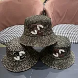 Chanel New Retro Versatile Leopard Pattern Basin Hat Fisherman's Hat