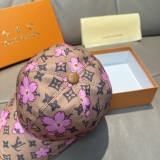 Louis Vuitton New Fashion Logo Cherry Blossom Print Baseball Hat Couple Versatile Duck Tongue Hat