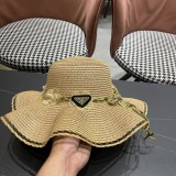 Prada New Big Brimmed Hat Beach Sunscreen Straw Hat