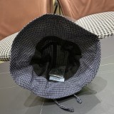 Prada New Fashion Grid Large Brimmed Fisherman's Hat Foldable Sunshade Hat