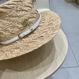 Chanel Fashion Knitted Lafite Straw Hat Summer Sunscreen Hat Unisex Flat Top Hat