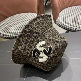 Chanel New Retro Versatile Leopard Pattern Basin Hat Fisherman's Hat