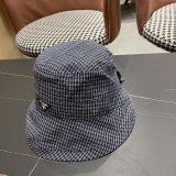 Prada New Fashion Grid Large Brimmed Fisherman's Hat Foldable Sunshade Hat