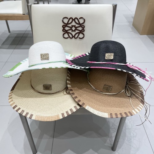 Gucci New Foldable Large Brimmed Straw Hat Beach Hat Sunshade Hat
