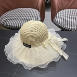 Louis Vuitton New Lace Big Brimmed Hat Beach Sunscreen Straw Hat