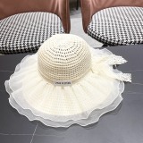Louis Vuitton New Lace Big Brimmed Hat Beach Sunscreen Straw Hat