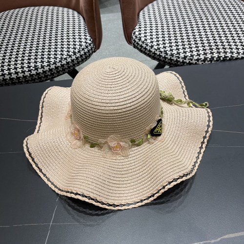 Prada New Big Brimmed Hat Beach Sunscreen Straw Hat