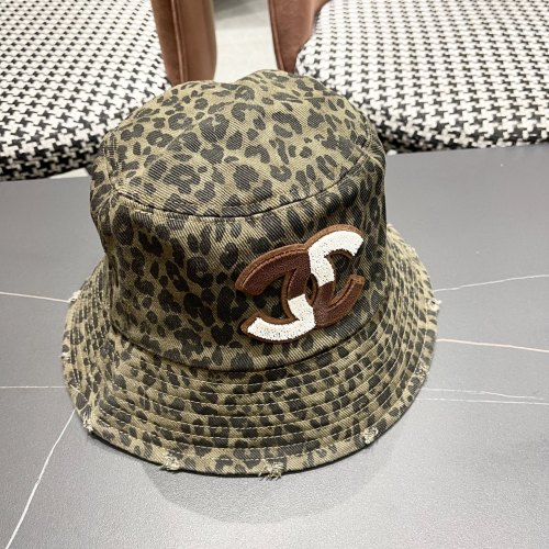 Chanel New Retro Versatile Leopard Pattern Basin Hat Fisherman's Hat