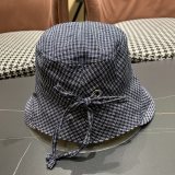 Prada New Fashion Grid Large Brimmed Fisherman's Hat Foldable Sunshade Hat