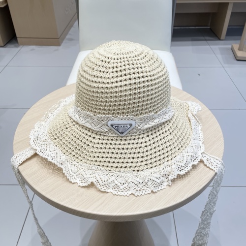 Prada New Elegant Sunscreen Hat Fashionable Breathable Straw Hat