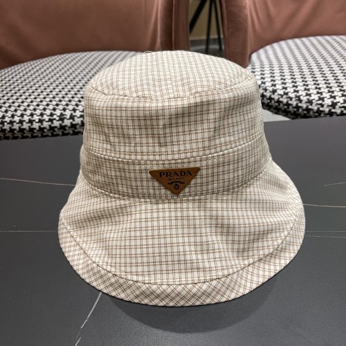 Prada New Fashion Grid Large Brimmed Fisherman's Hat Foldable Sunshade Hat