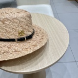 Chanel Fashion Knitted Lafite Straw Hat Summer Sunscreen Hat Unisex Flat Top Hat