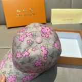 Louis Vuitton New Fashion Logo Cherry Blossom Print Baseball Hat Couple Versatile Duck Tongue Hat