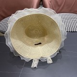 Louis Vuitton New Lace Big Brimmed Hat Beach Sunscreen Straw Hat