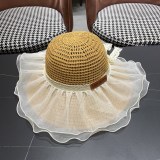 Louis Vuitton New Lace Big Brimmed Hat Beach Sunscreen Straw Hat