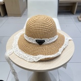 Prada New Elegant Sunscreen Hat Fashionable Breathable Straw Hat