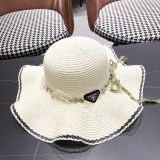 Prada New Big Brimmed Hat Beach Sunscreen Straw Hat
