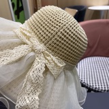 Louis Vuitton New Lace Big Brimmed Hat Beach Sunscreen Straw Hat