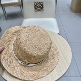 Chanel Fashion Knitted Lafite Straw Hat Summer Sunscreen Hat Unisex Flat Top Hat