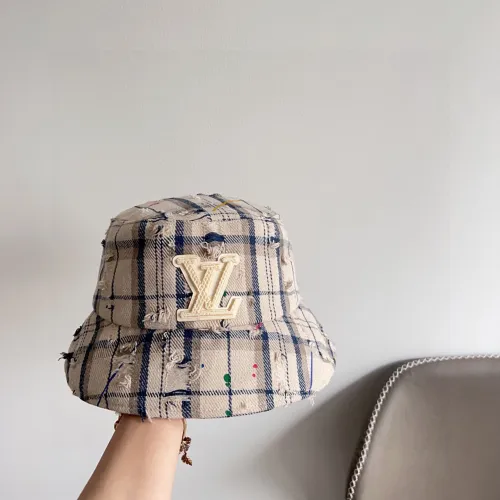 Louis Vuitton New Couple Retro Plaid Fisherman's Hat