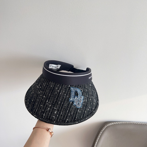 Dior New Fashion Patchwork Embroidered Sunshade Ceiling Hat