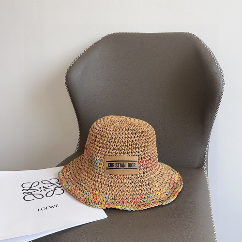 Dior New Colorful Splicing Vacation Style Fisherman's Hat