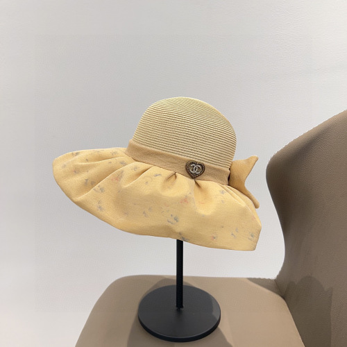 Chanel New Elegant Chinese Style Large Brimmed Sunshade Fisherman's Hat